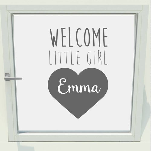 Geboorte sticker welcome little girl met naam Geboorte sticker welcome little girl met naam