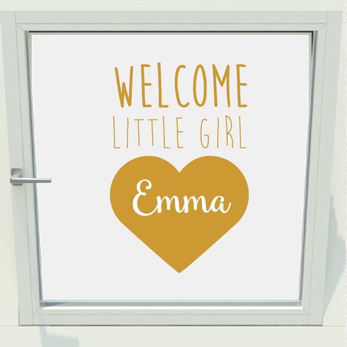 Geboorte sticker welcome little girl met naam Geboorte sticker welcome little girl met naam