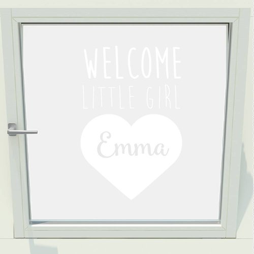 Geboorte sticker welcome little girl met naam Geboorte sticker welcome little girl met naam