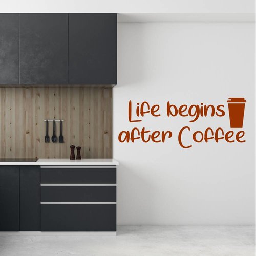 Muursticker Life begins after coffee Muursticker Life begins after coffee