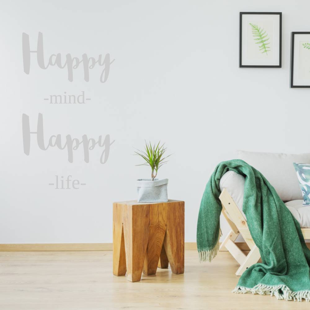 Muursticker Happy mind happy life