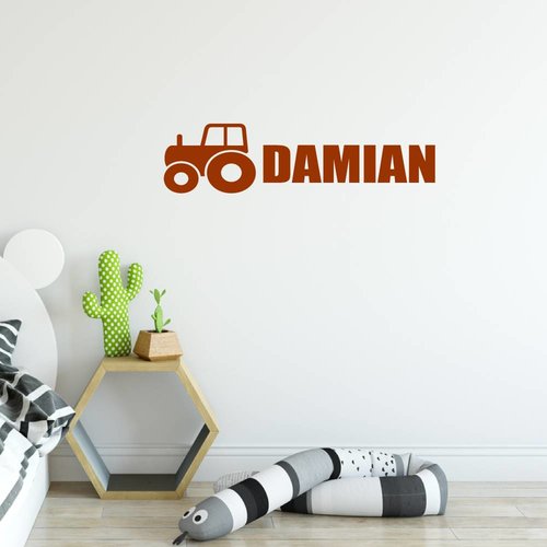 Muursticker tractor met naam Muursticker tractor met naam