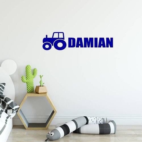 Muursticker tractor met naam Muursticker tractor met naam