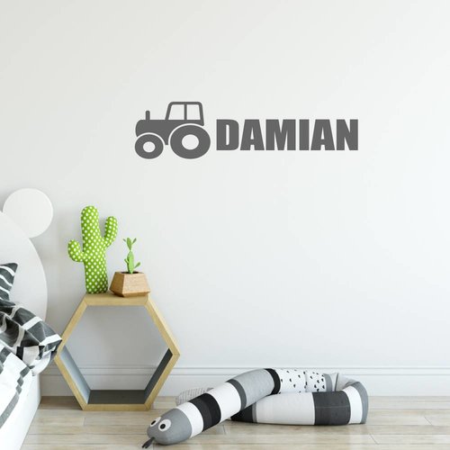 Muursticker tractor met naam Muursticker tractor met naam