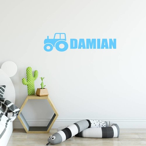 Muursticker tractor met naam Muursticker tractor met naam