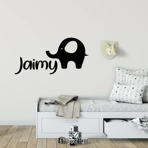 Muursticker Olifant met naam Muursticker Olifant met naam