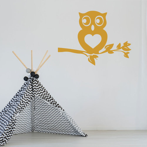 Muursticker uil op tak Muursticker uil op tak
