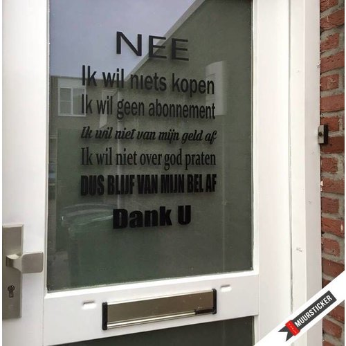 Deur-raamsticker ik wil niets kopen Deur-raamsticker ik wil niets kopen