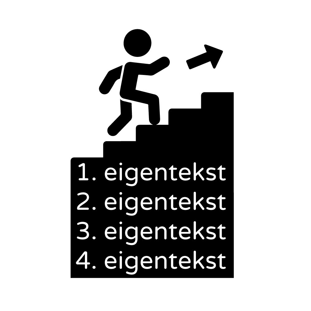 Bewegwijzering trap tekst is aanpasbaar