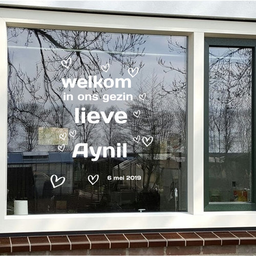 Geboorte sticker welkom in ons gezin Geboorte sticker welkom in ons gezin