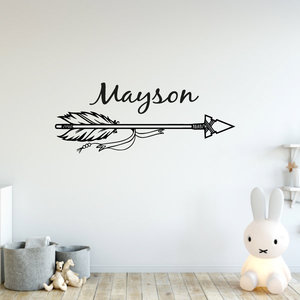 Muursticker pijl met versiering en naam Muursticker pijl met versiering en naam