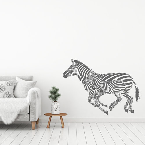 Muursticker kleine en grote zebra Muursticker kleine en grote zebra