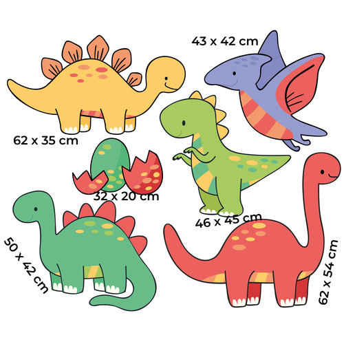 Muursticker meerdere dinosaurus