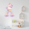 Muursticker Unicorn op regenboog Muursticker Unicorn op regenboog