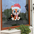 Statische raamfolie kerst met poes met kerstmuts Statische raamfolie kerst met poes met kerstmuts