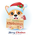 Kerst raamsticker Hondje met bord met merry christmas Kerst raamsticker Hondje met bord met merry christmas
