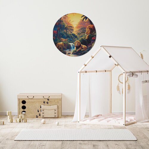 Muurcirkel Leeuwen in Jungle Muurcirkel Leeuwen in Jungle