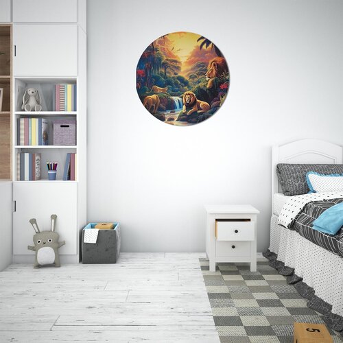 Muurcirkel Leeuwen in Jungle Muurcirkel Leeuwen in Jungle