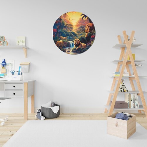 Muurcirkel Leeuwen in Jungle Muurcirkel Leeuwen in Jungle