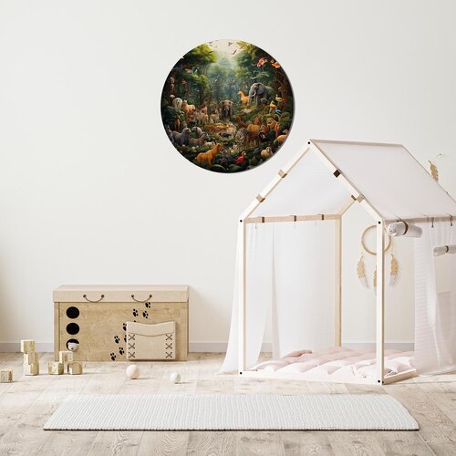 Muurcirkel Dieren familie jungle Muurcirkel Dieren familie jungle