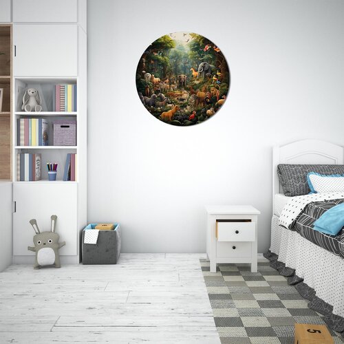 Muurcirkel Dieren familie jungle Muurcirkel Dieren familie jungle