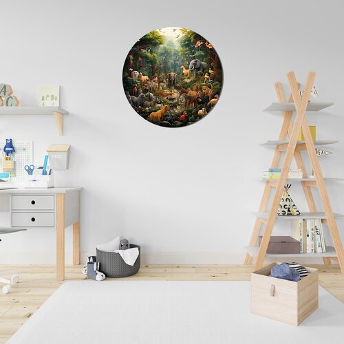 Muurcirkel Dieren familie jungle Muurcirkel Dieren familie jungle