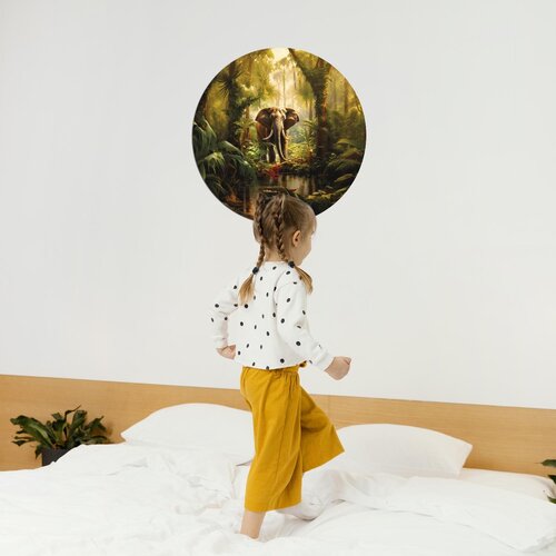 Muurcirkel Olifant in de jungle Muurcirkel Olifant in de jungle