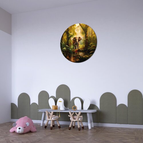 Muurcirkel Olifant in de jungle Muurcirkel Olifant in de jungle