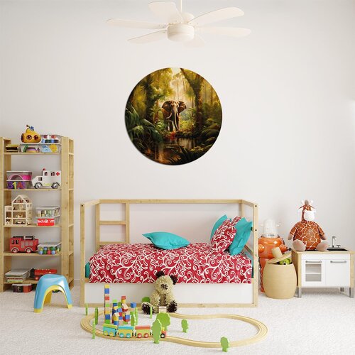 Muurcirkel Olifant in de jungle Muurcirkel Olifant in de jungle