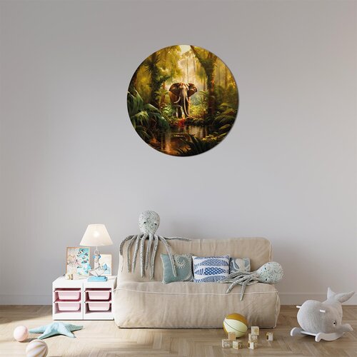 Muurcirkel Olifant in de jungle Muurcirkel Olifant in de jungle