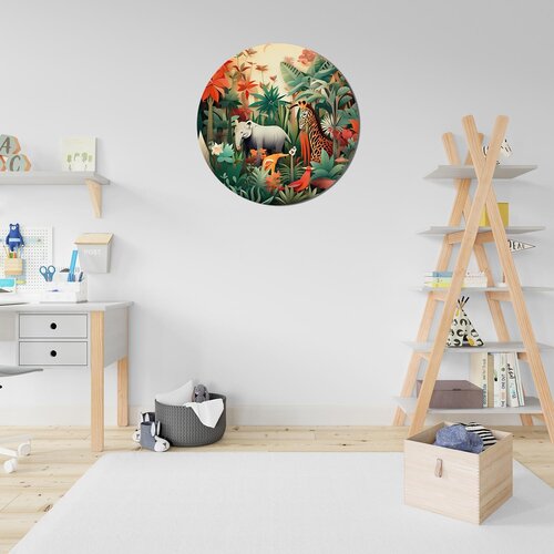 Muurcirkel Dieren in de jungle Muurcirkel Dieren in de jungle