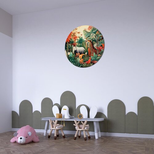 Muurcirkel Dieren in de jungle Muurcirkel Dieren in de jungle