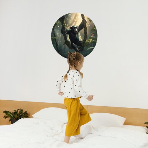 Muurcirkel Chimpanzee op schommel Muurcirkel Chimpanzee op schommel