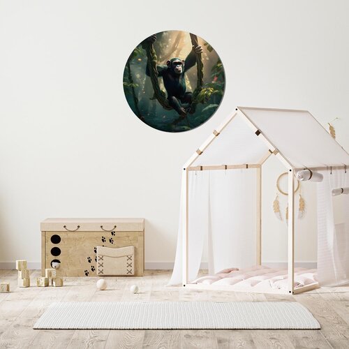 Muurcirkel Chimpanzee op schommel Muurcirkel Chimpanzee op schommel