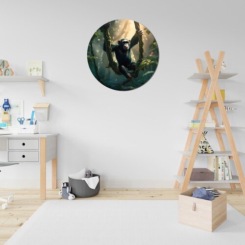 Muurcirkel Chimpanzee op schommel Muurcirkel Chimpanzee op schommel