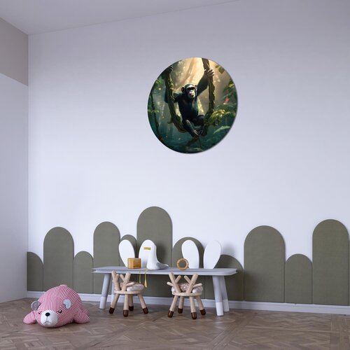 Muurcirkel Chimpanzee op schommel Muurcirkel Chimpanzee op schommel