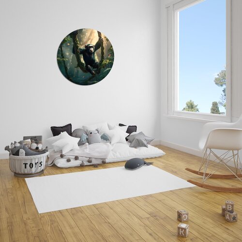 Muurcirkel Chimpanzee op schommel Muurcirkel Chimpanzee op schommel