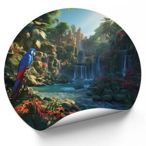 Muurcirkel Papegaai kijkt naar natuur Muurcirkel Papegaai kijkt naar natuur