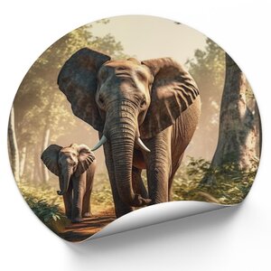 Muurcirkel Olifant met baby Muurcirkel Olifant met baby