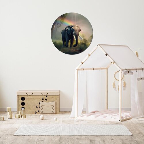 Muurcirkel olifant met regenboog Muurcirkel olifant met regenboog