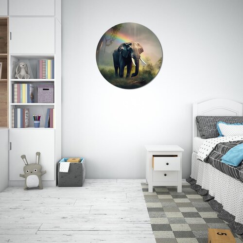 Muurcirkel olifant met regenboog Muurcirkel olifant met regenboog
