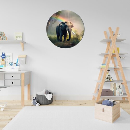 Muurcirkel olifant met regenboog Muurcirkel olifant met regenboog