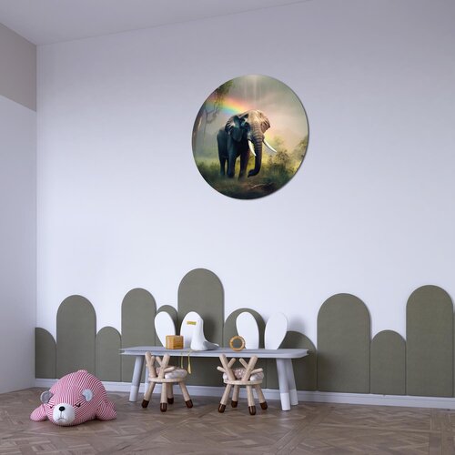 Muurcirkel olifant met regenboog Muurcirkel olifant met regenboog
