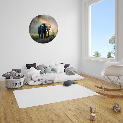 Muurcirkel olifant met regenboog Muurcirkel olifant met regenboog