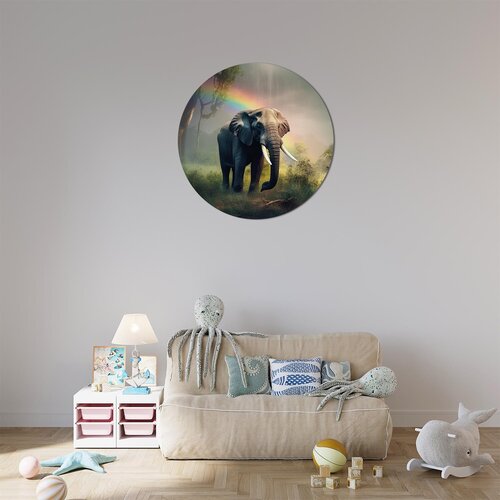 Muurcirkel olifant met regenboog Muurcirkel olifant met regenboog