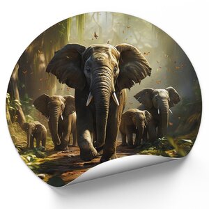 Muurcirkel groep met olifanten Muurcirkel groep met olifanten