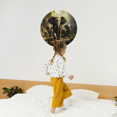 Muurcirkel groep met olifanten Muurcirkel groep met olifanten