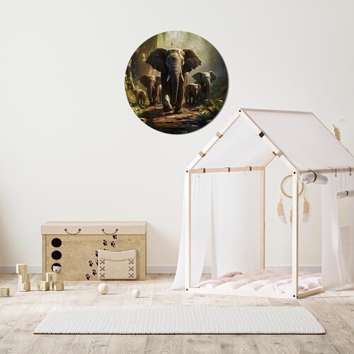 Muurcirkel groep met olifanten Muurcirkel groep met olifanten