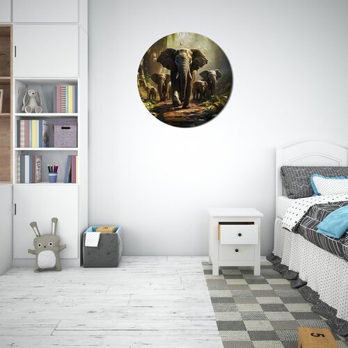 Muurcirkel groep met olifanten Muurcirkel groep met olifanten