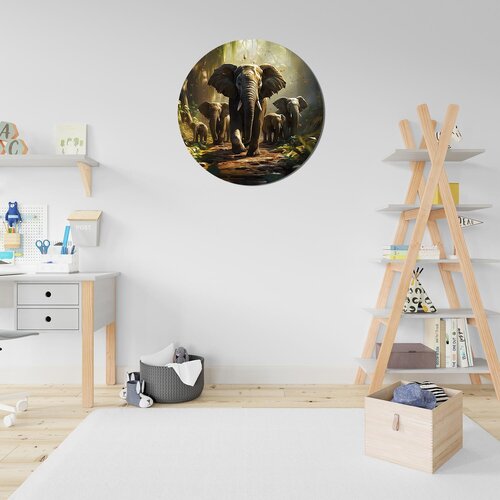 Muurcirkel groep met olifanten Muurcirkel groep met olifanten